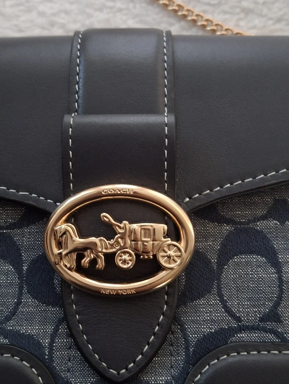 Coach chain wallet/small crossbody bag with gold chain strap